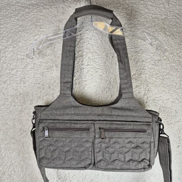 Lug Streetcar Crossbody Bag Gray Quilted Travel Organizer Purse Shoulder RFID - Picture 2 of 13